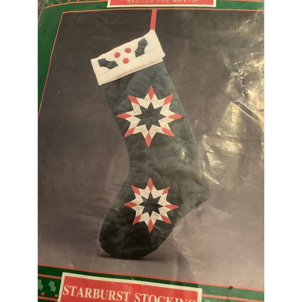 Vintage Retro Patchwork Country Star Quilted Christmas Stocking Kit